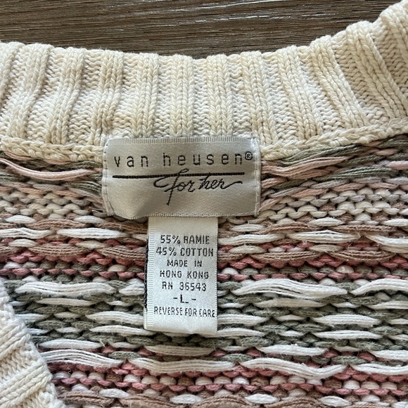 Vintage Van Heusen For Her Chunky Cable Knit Multicolor Cardigan Large - Picture 3 of 6